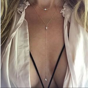 🔥GOLD STATEMENT NECKLACE🔥LAYERED DROP CRYSTAL CHOKER NECKLACE LAST ONE